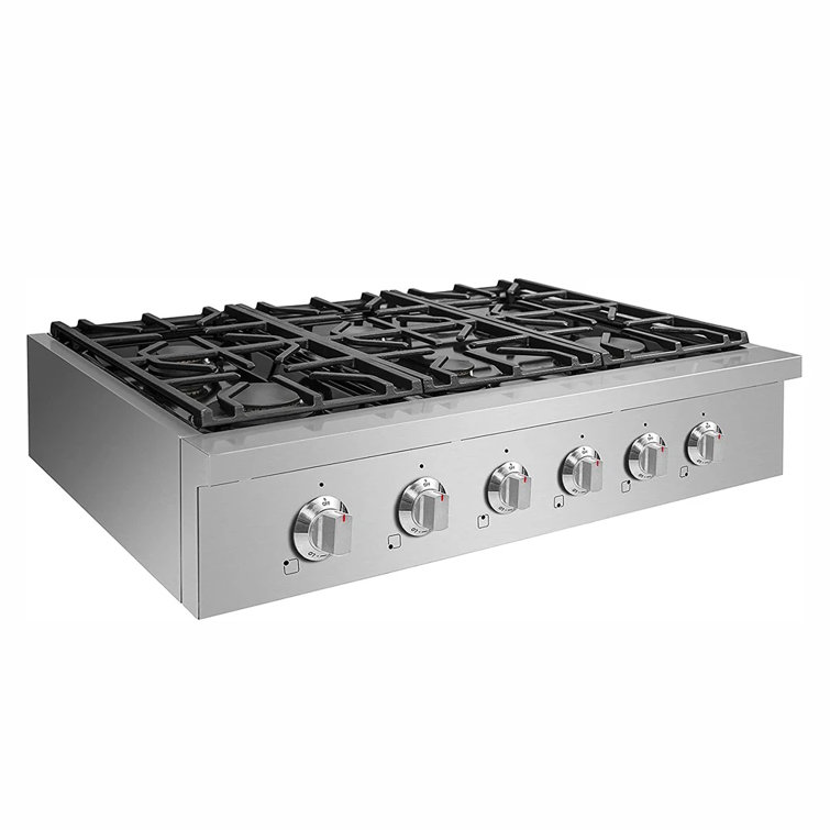 NXR Professional Ranges 36" Stainless Steel Gas 6 Burner Cooktop Wayfair